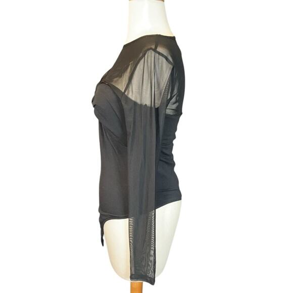 Abercrombie &Fitch Black Body Suit Mesh Long Sleeve High Neck Medium Night Out - Picture 5 of 11
